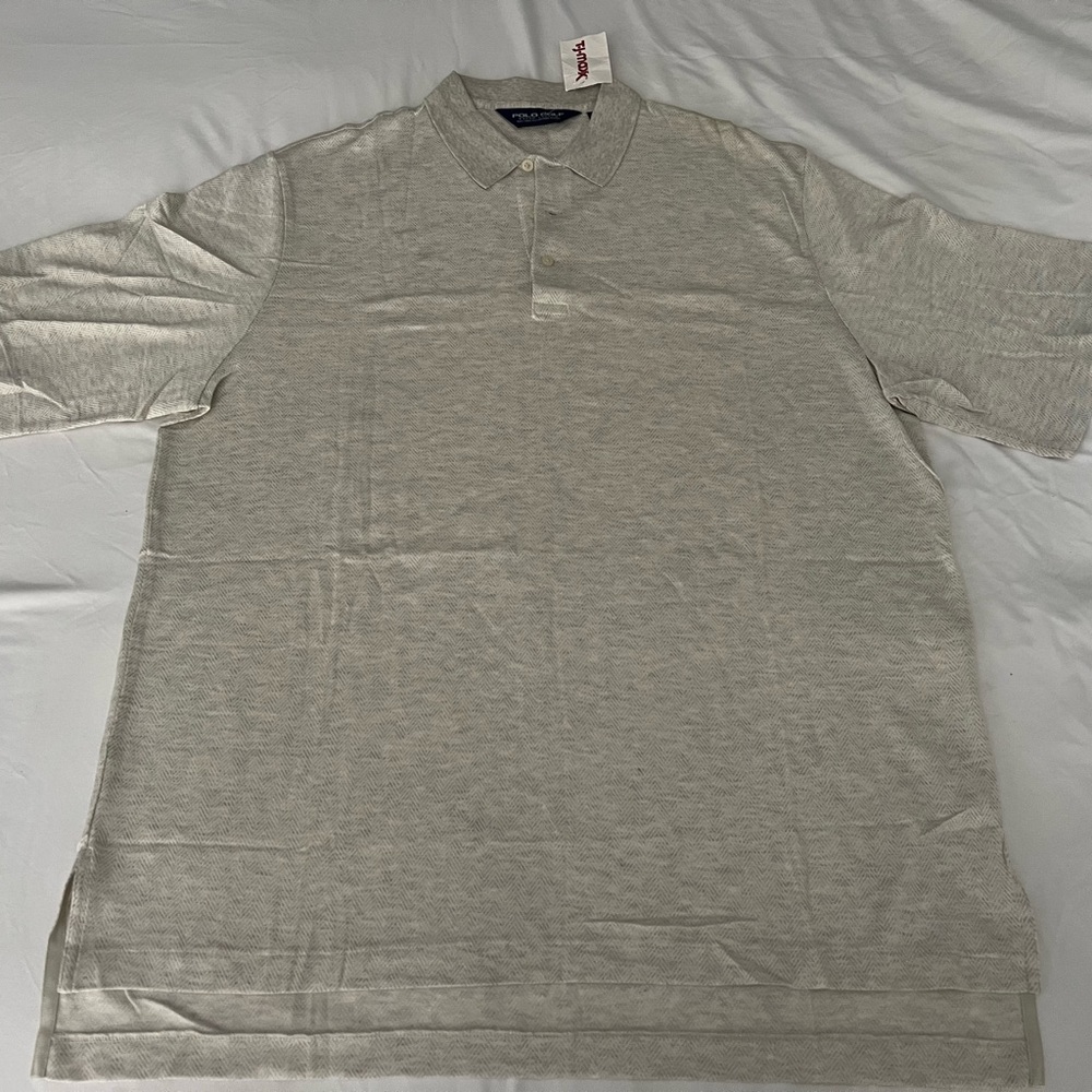 🔥VINTAGE RALPH LAUREN GOLF POLO MEN SOLID PIMA COTTON POLO COLOR GREY LARGE NWT